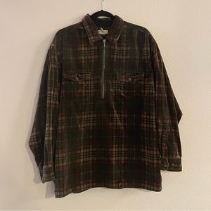 Vintage Eddie Bauer Plaid Velvet Grunge Half Zip Pullover Cotton Womens XXL